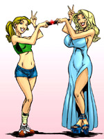 Cartoon dude gets a remote control for his tv where he can see a hot chick with mega boobs
