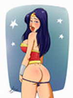 Wonderwoman is so sexy while pulling down her panties that you cant stand it.