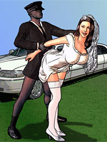Cartoon black dong barely fit tight flowing white pussies.