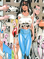 Picked up in the clun busty cartoon beauty involved in rought threesome sex by two dudes.